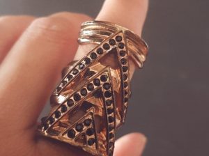 HOUSE OF HARLOW Gold-Pave Chevron Ring